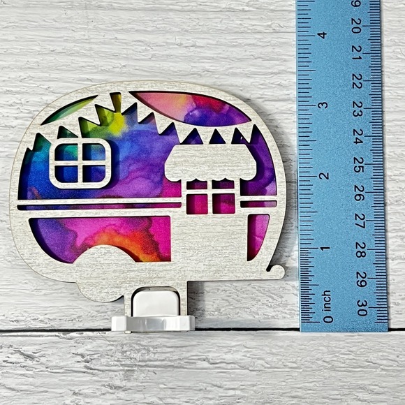 Handmade Retro Vintage Camper Night Light  Alcohol Ink Art LED Plug-In - Picture 4 of 9